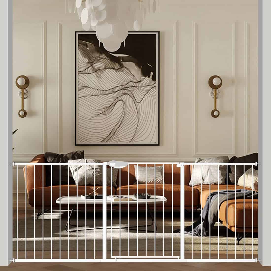 WAOWAO Puerta de seguridad para bebés con -Blanco