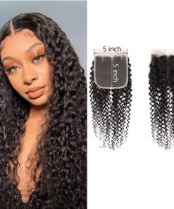 Cierre Rizado Brasileño 5x5 de Encaje 100% Cabello Virgen