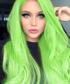 Pelucas verde lima para mujer con encaje frontal AFBeauty