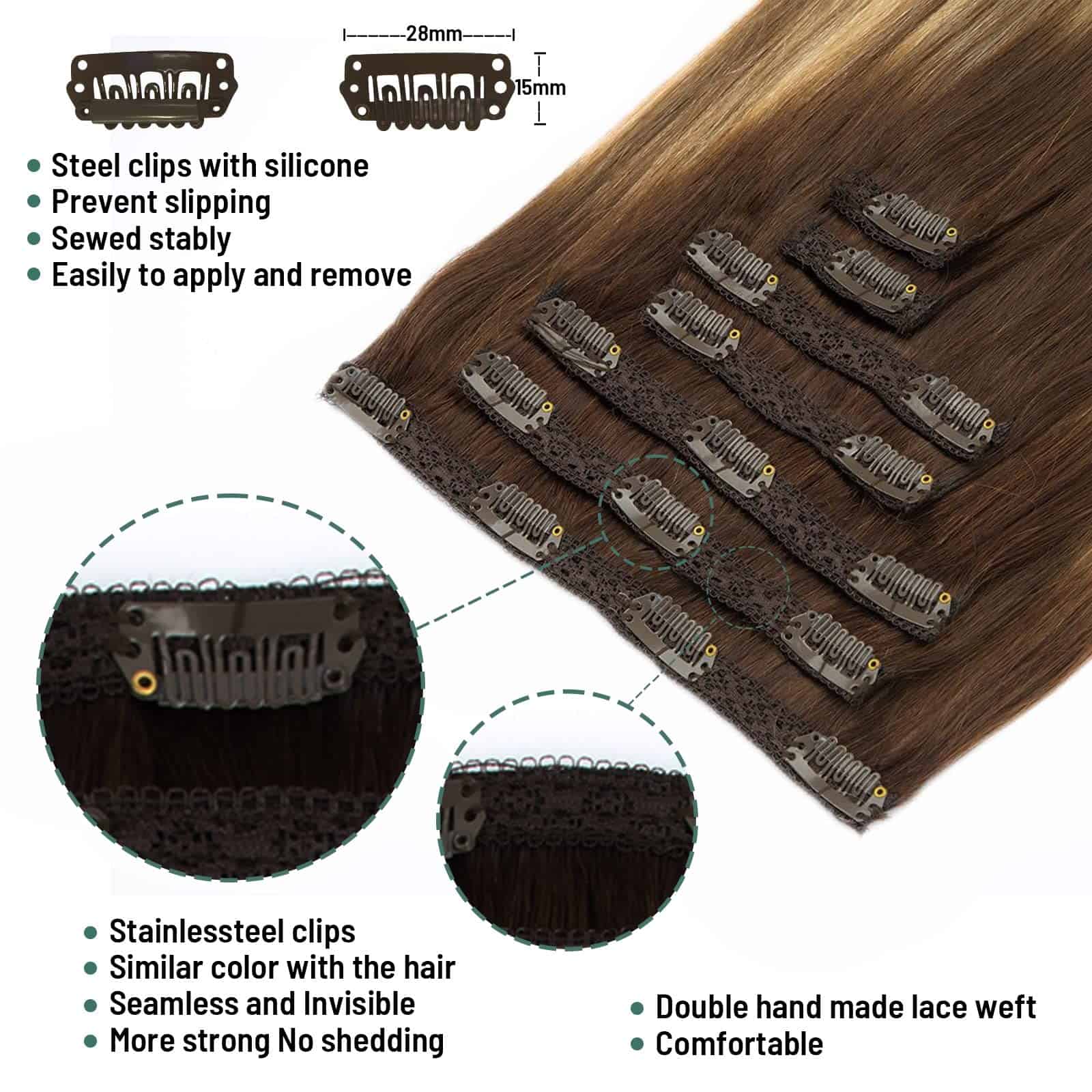 Extensiones de Cabello Clip en Cabello Humano LIZ, 16 - Imagen 5