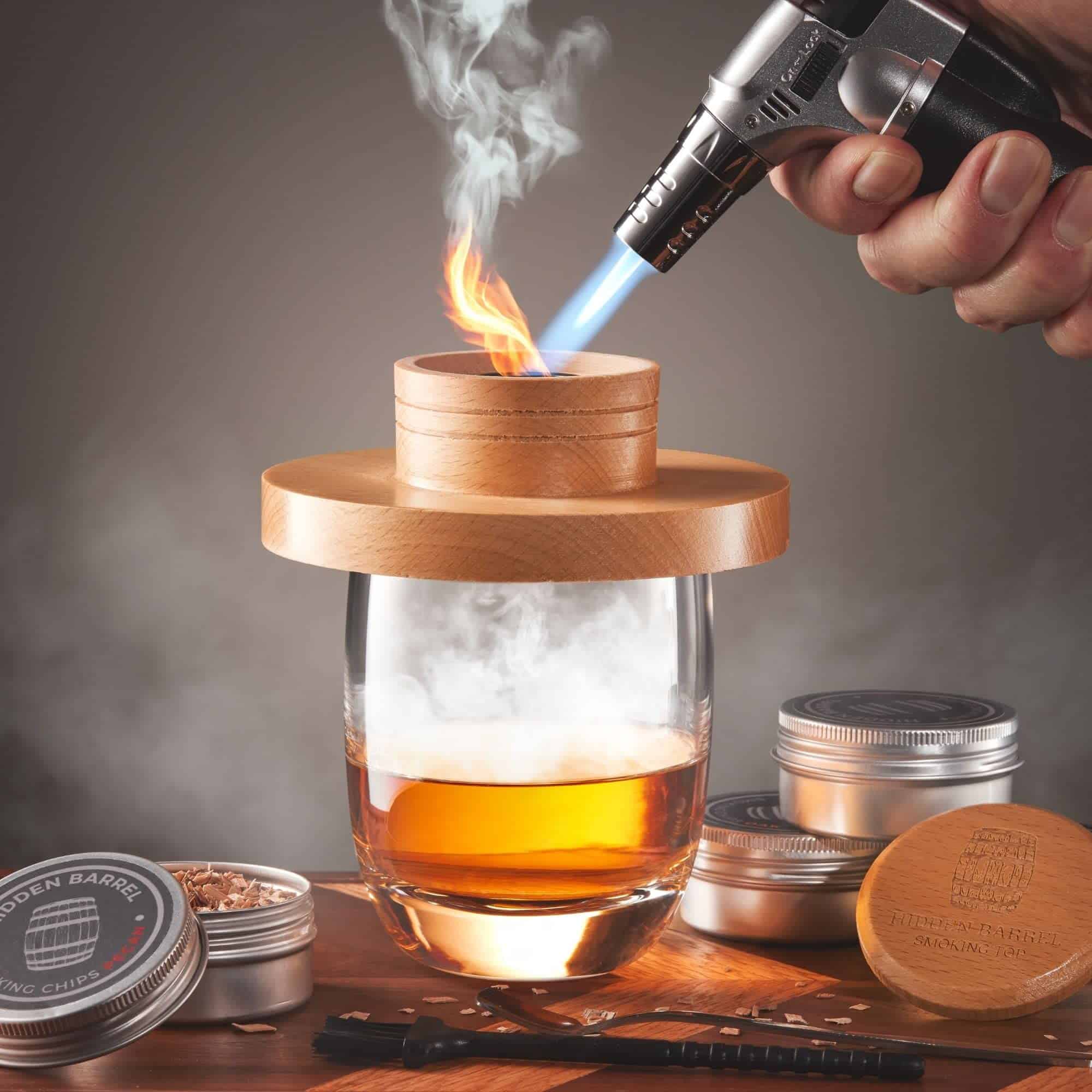 Kit de Fumador de Whiskey con Antorcha 4 Sabores de Virutas