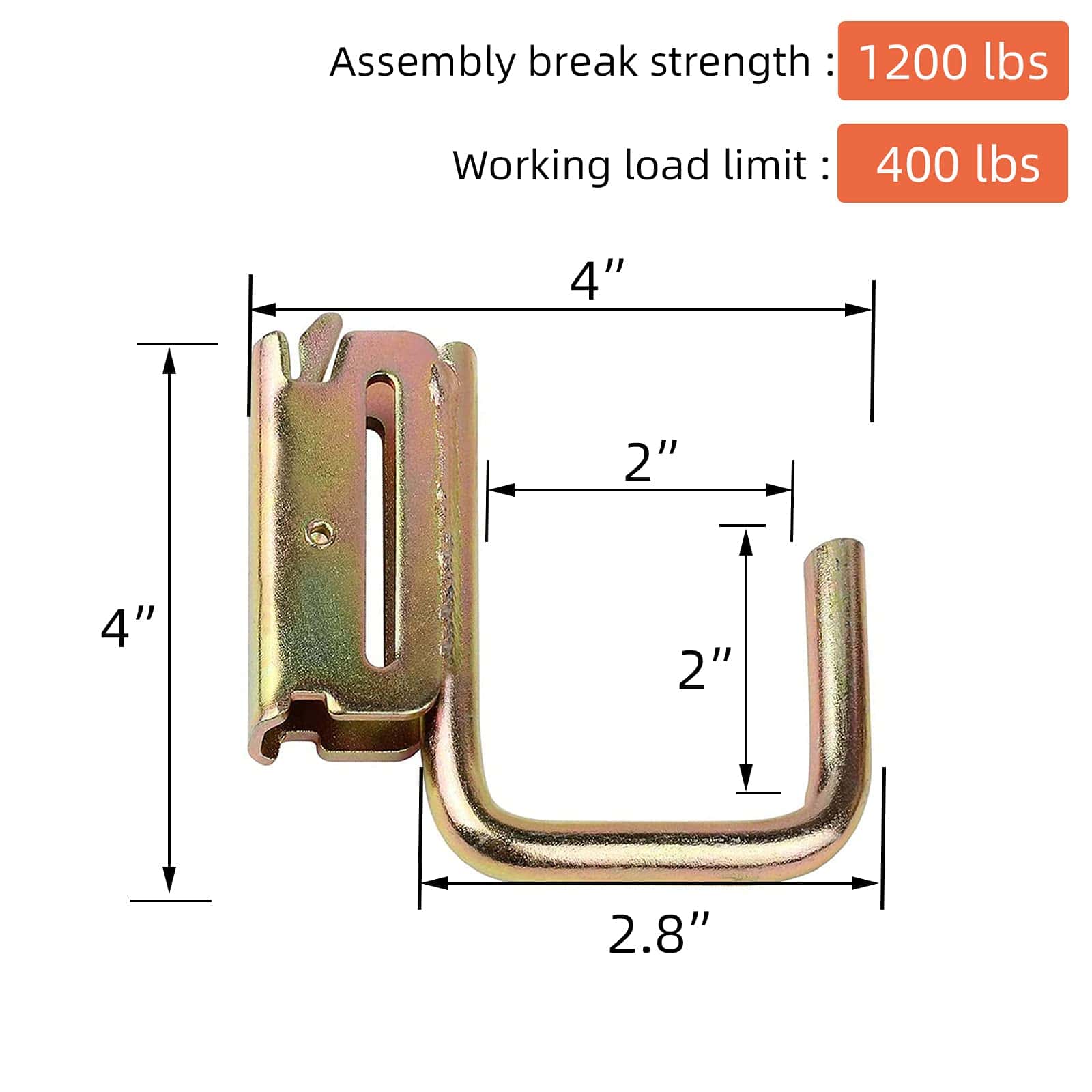 10 Pack Ganchos en J de Acero E-Track, Accesorios de Amarre - Imagen 5