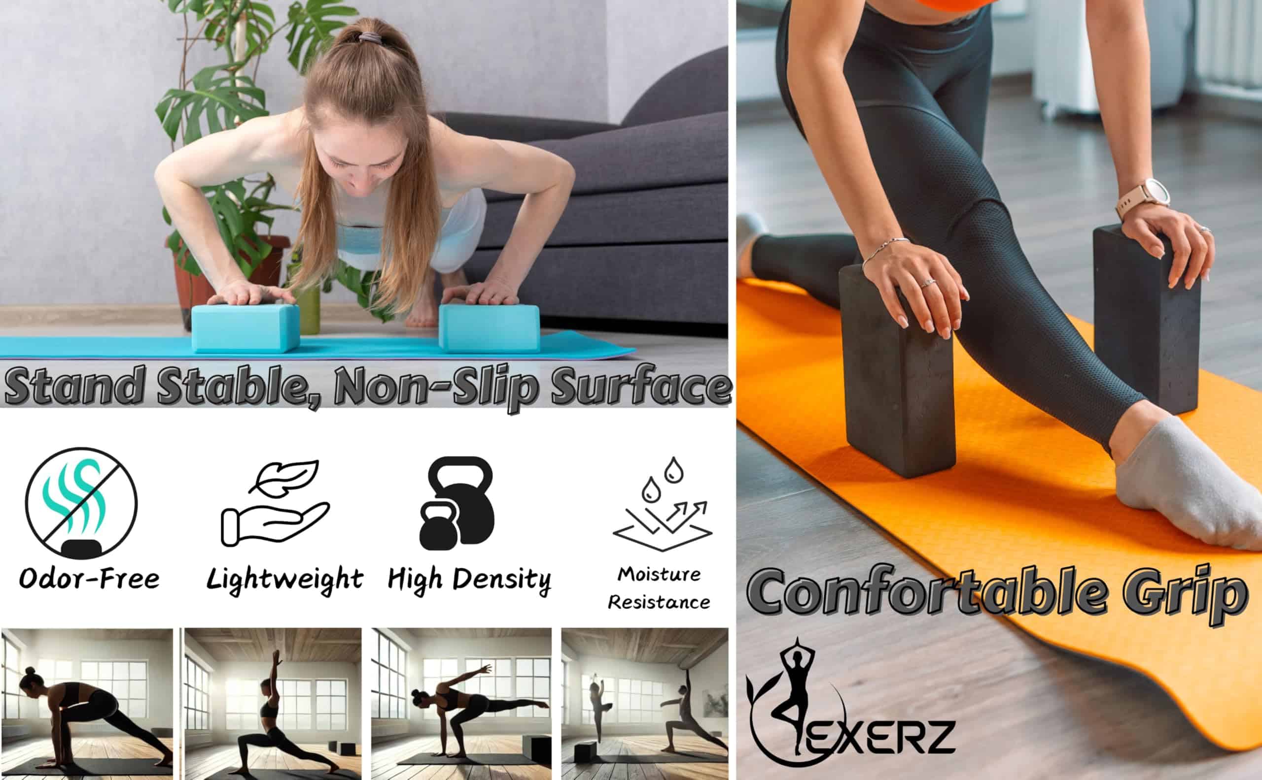 Bloques de Yoga Exerz 2 pack Espuma EVA para Ejercicio - Imagen 5