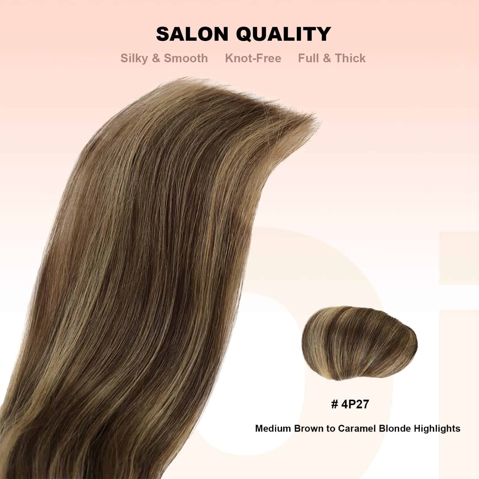 OiMiGO Extensiones de Cabello Clip Remy, Rubio Caramelo con - Imagen 6