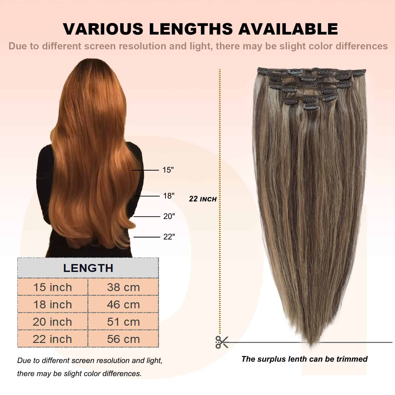 OiMiGO Extensiones de Cabello Clip Remy, Rubio Caramelo con - Imagen 7