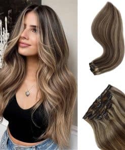 OiMiGO Extensiones de Cabello Clip Remy, Rubio Caramelo con