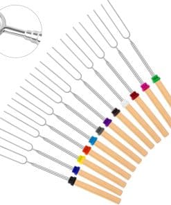 24 PCS Palos para Asar Malvaviscos, Palos Extensibles para