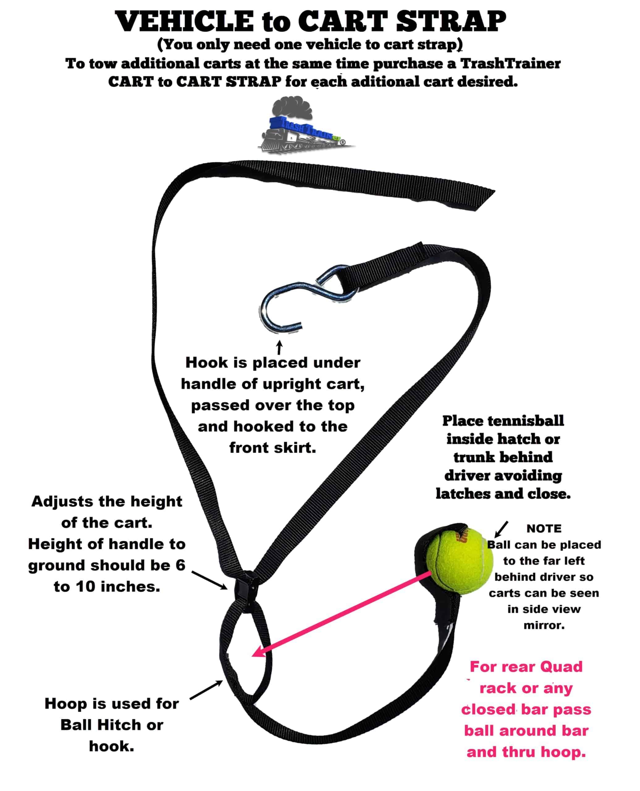 TrashTrainer Trash Can Hauler | Correa de Remolque para - Imagen 3