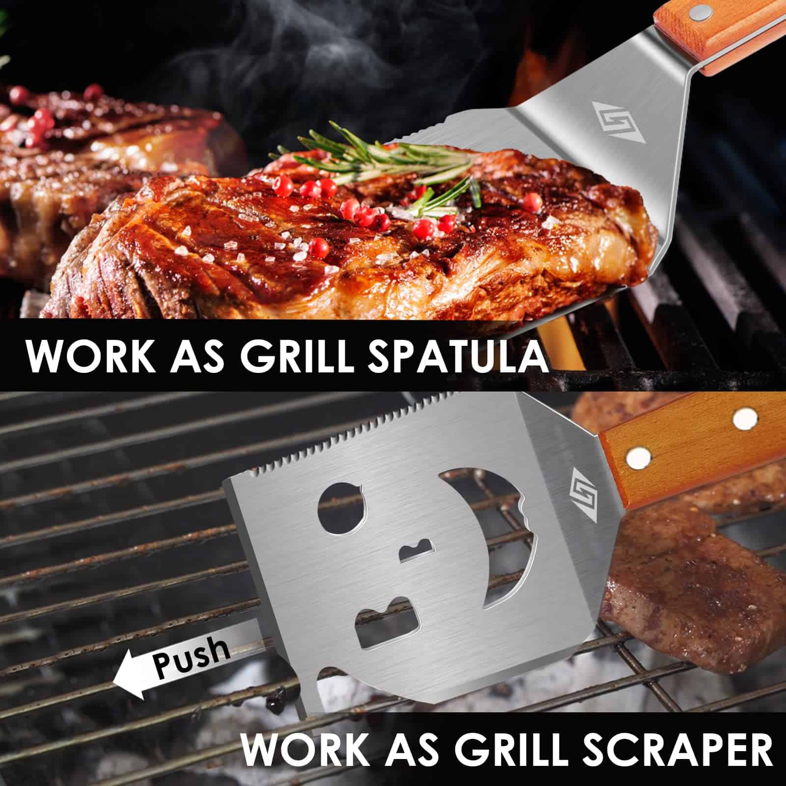 STEVEN-BULL S Juego de Pinzas y Espátula de Barbacoa - Imagen 6