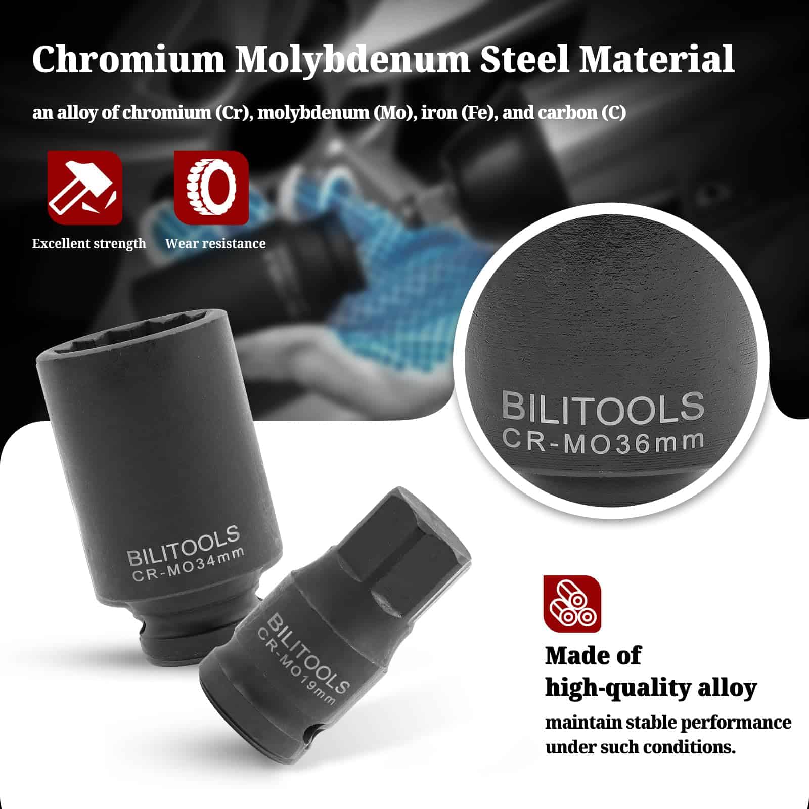 Juego de Llaves de Vaso Profundas para Tuerca de Eje de 12 - Imagen 6