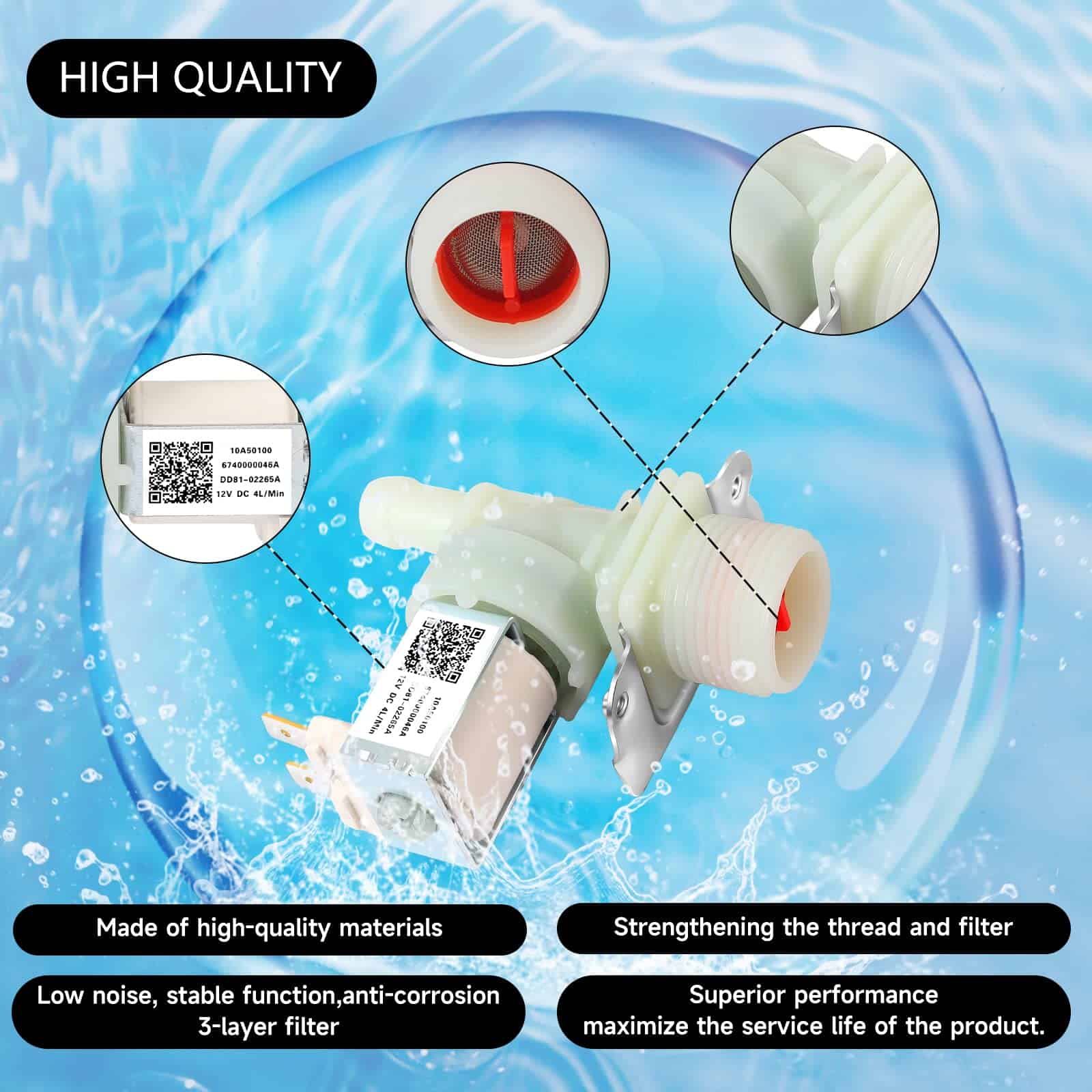 Válvula de entrada de agua del lavavajillas ELIUNG - Imagen 5