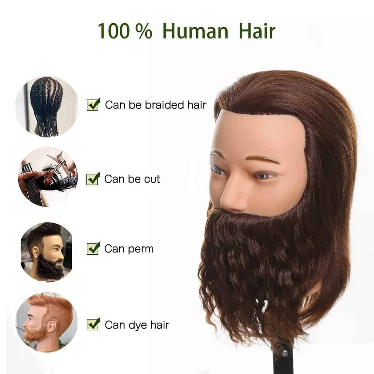 Cabeza de maniquí masculino Romance Queen con cabello real - Imagen 4