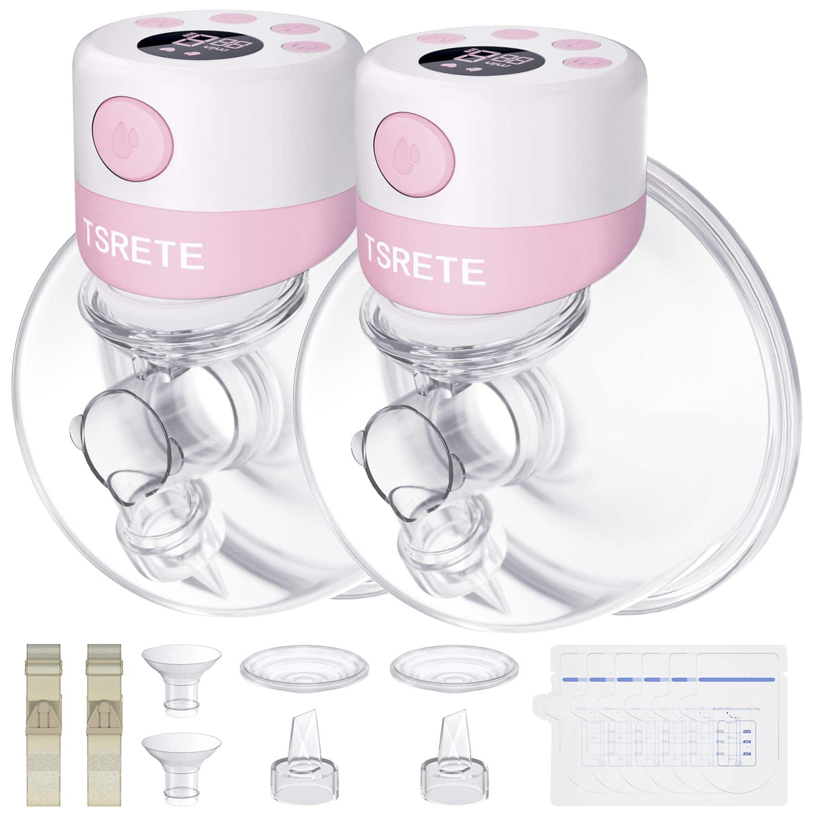 Extractor de leche TSRETE, Doble -Rosa