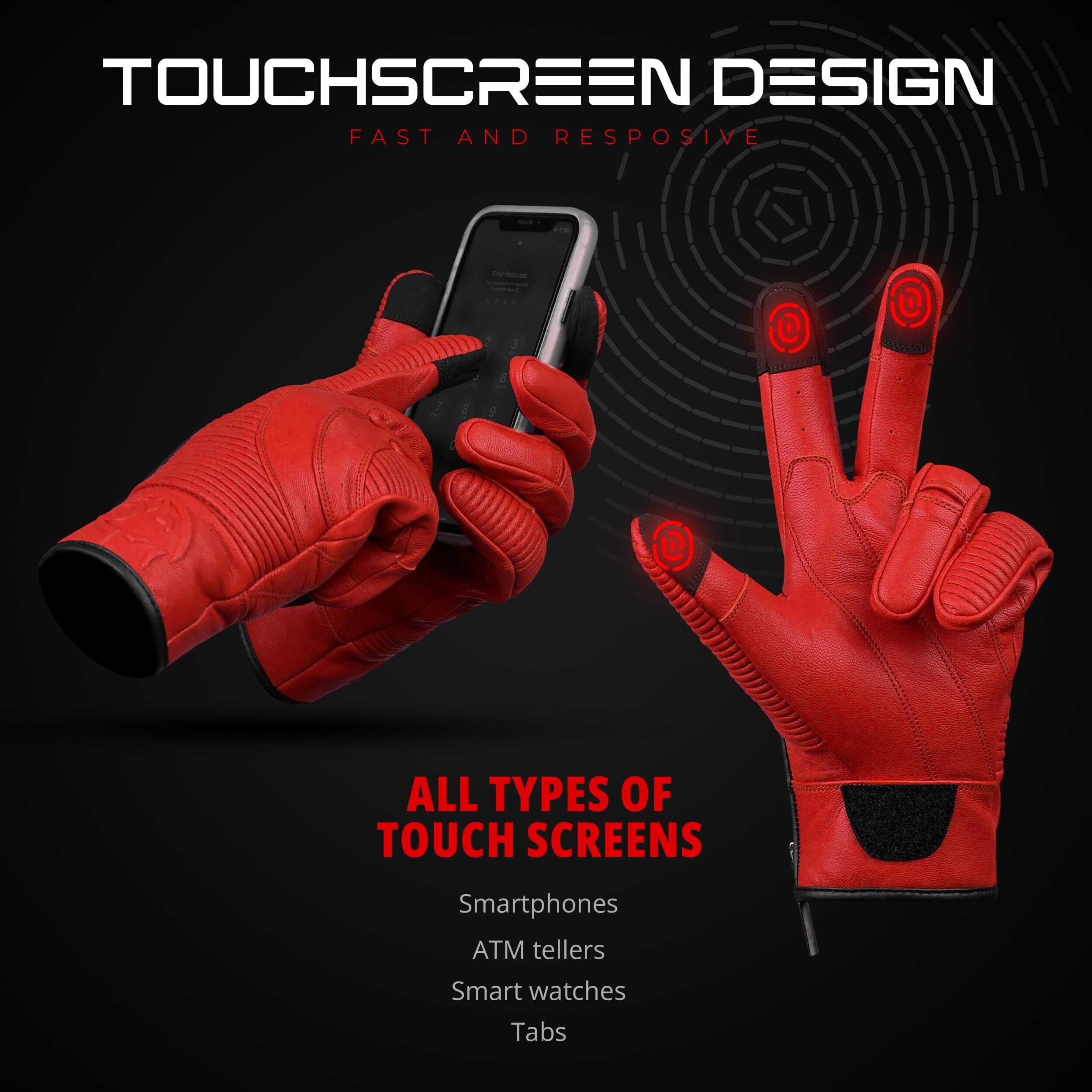 Guantes J.A.G. JAG para Motocicleta con Pantalla Táctil - - Imagen 7