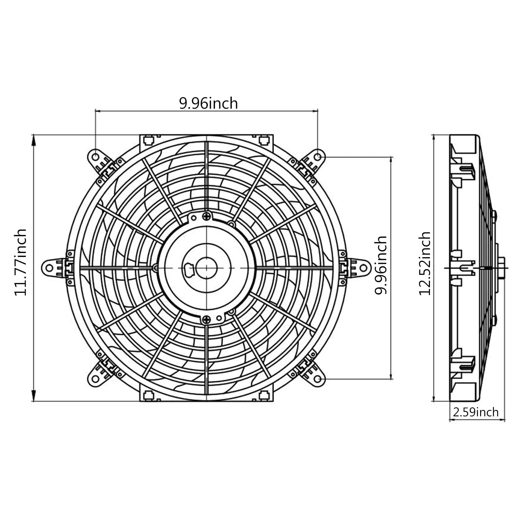 Ventilador de Radiador Eléctrico CTOCH de 12" Pulgadas 12V - Imagen 5