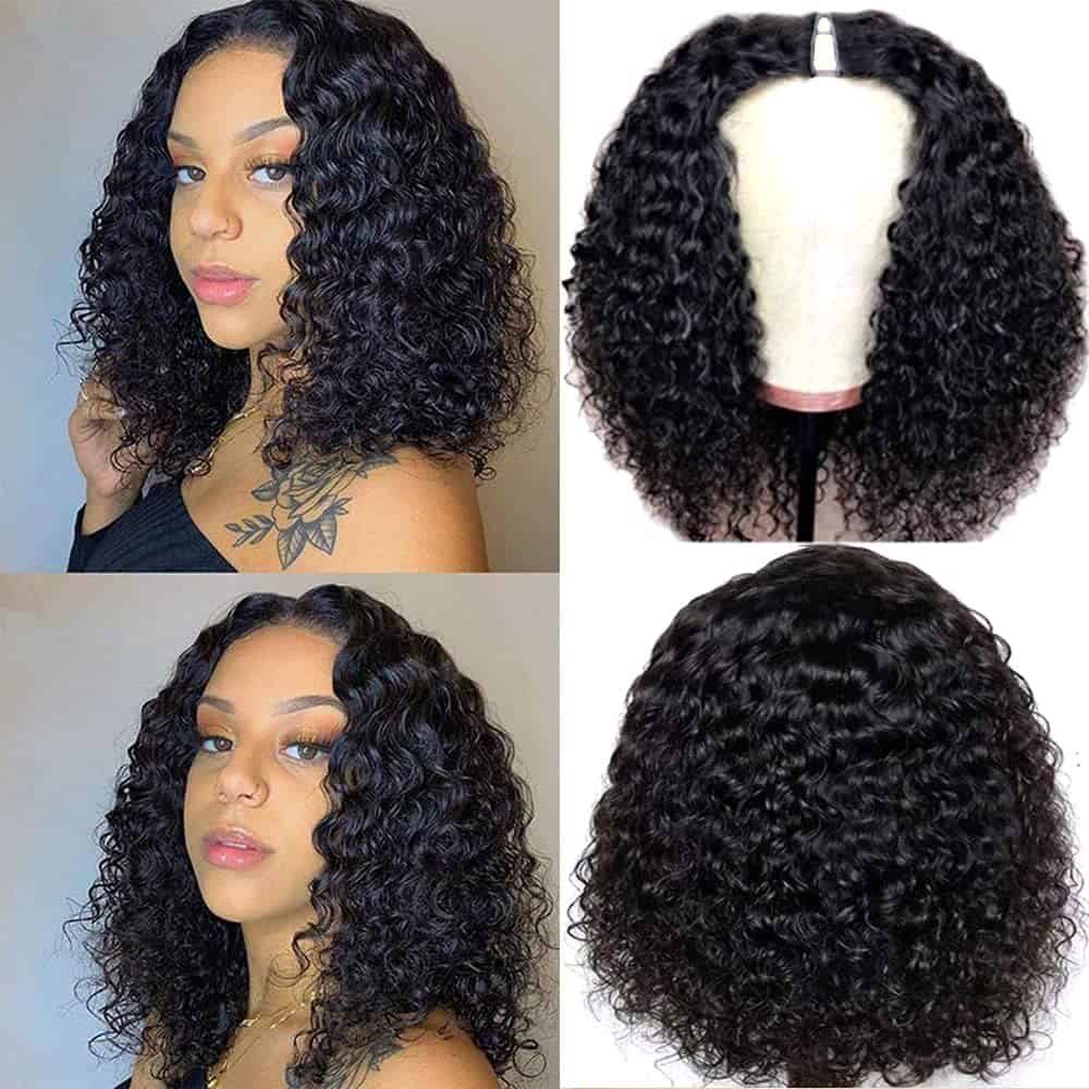 Pelucas de Pelo Humano Amznlady Curly V Part Sin Dejar de