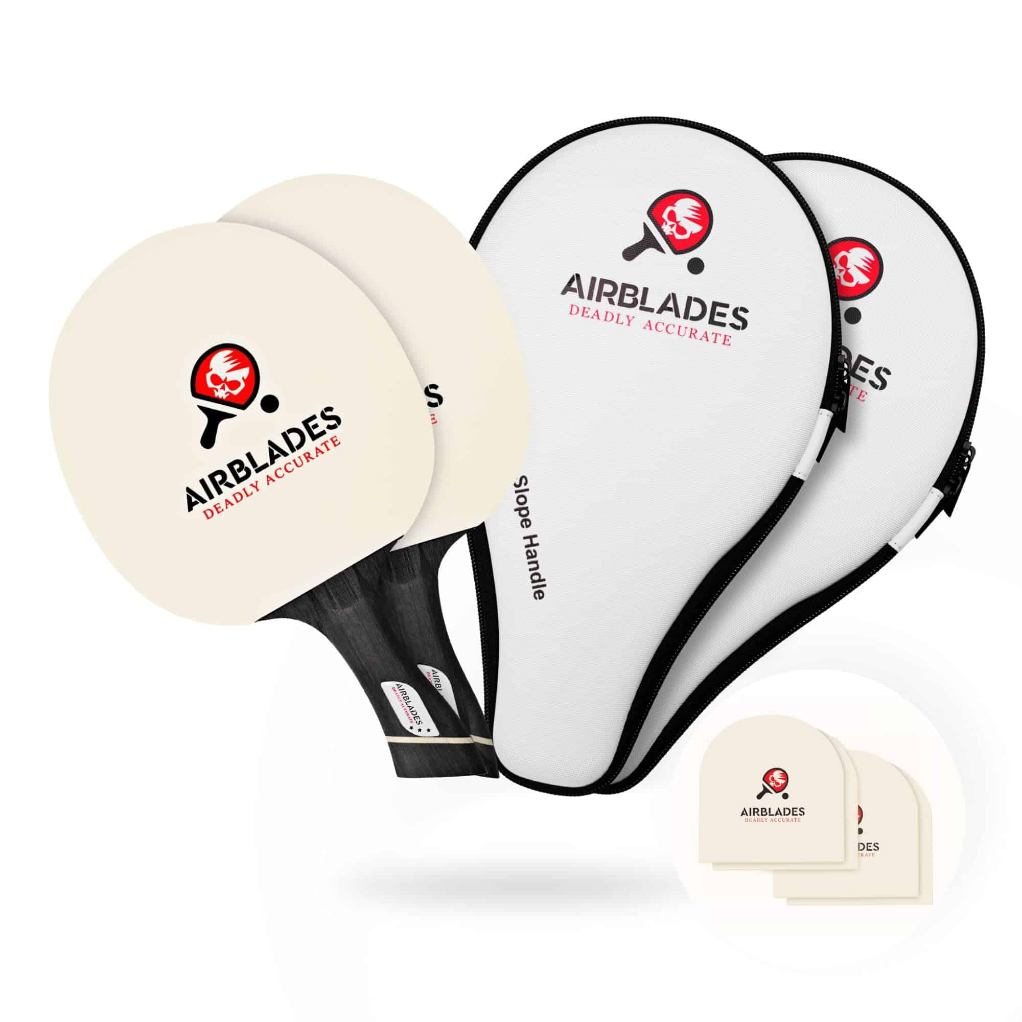 Set de 2 paletas de ping pong profesionales AIRBLADES + Dos