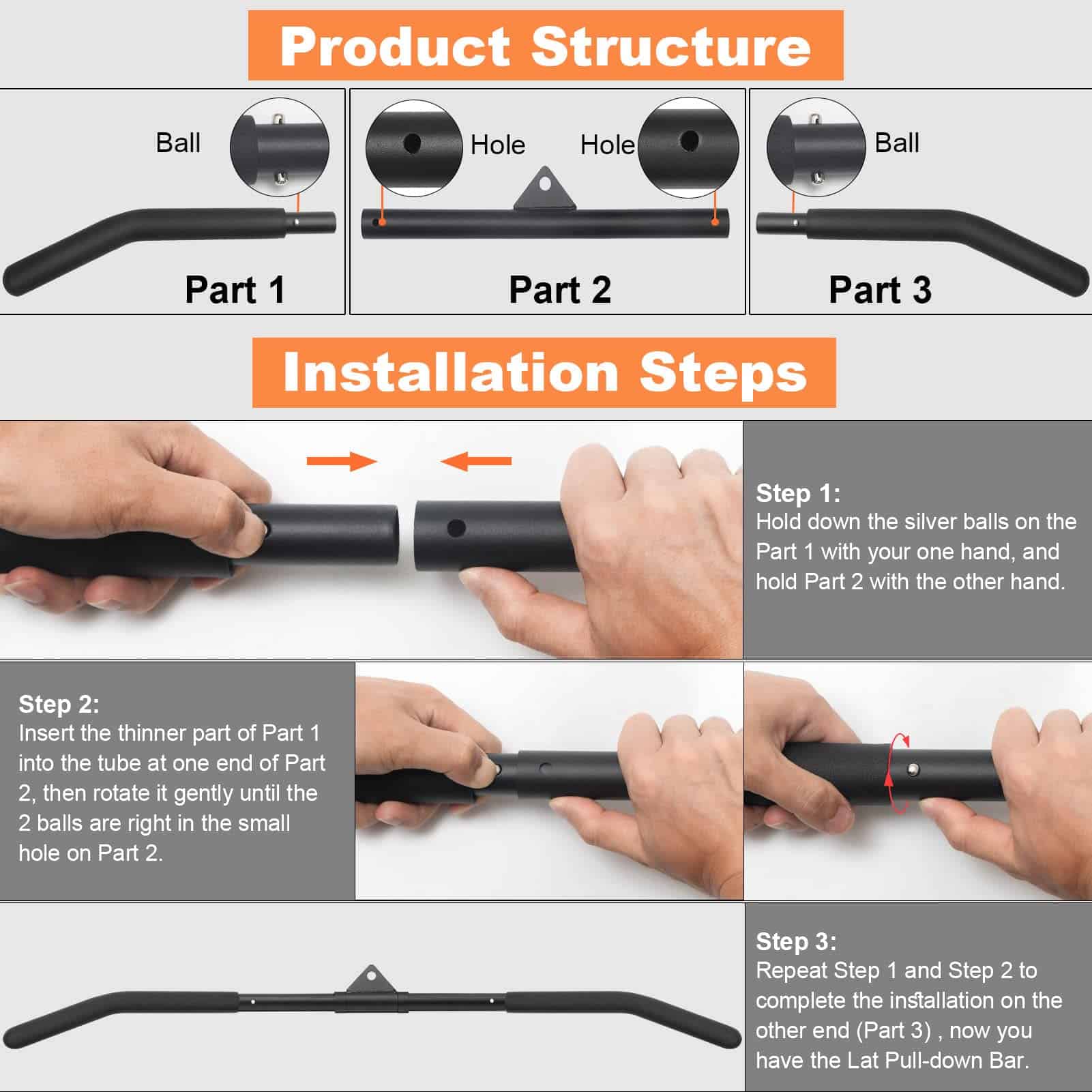 Barra de Lat Pulldown de 39.37 Pulgadas para Máquina de - Imagen 3