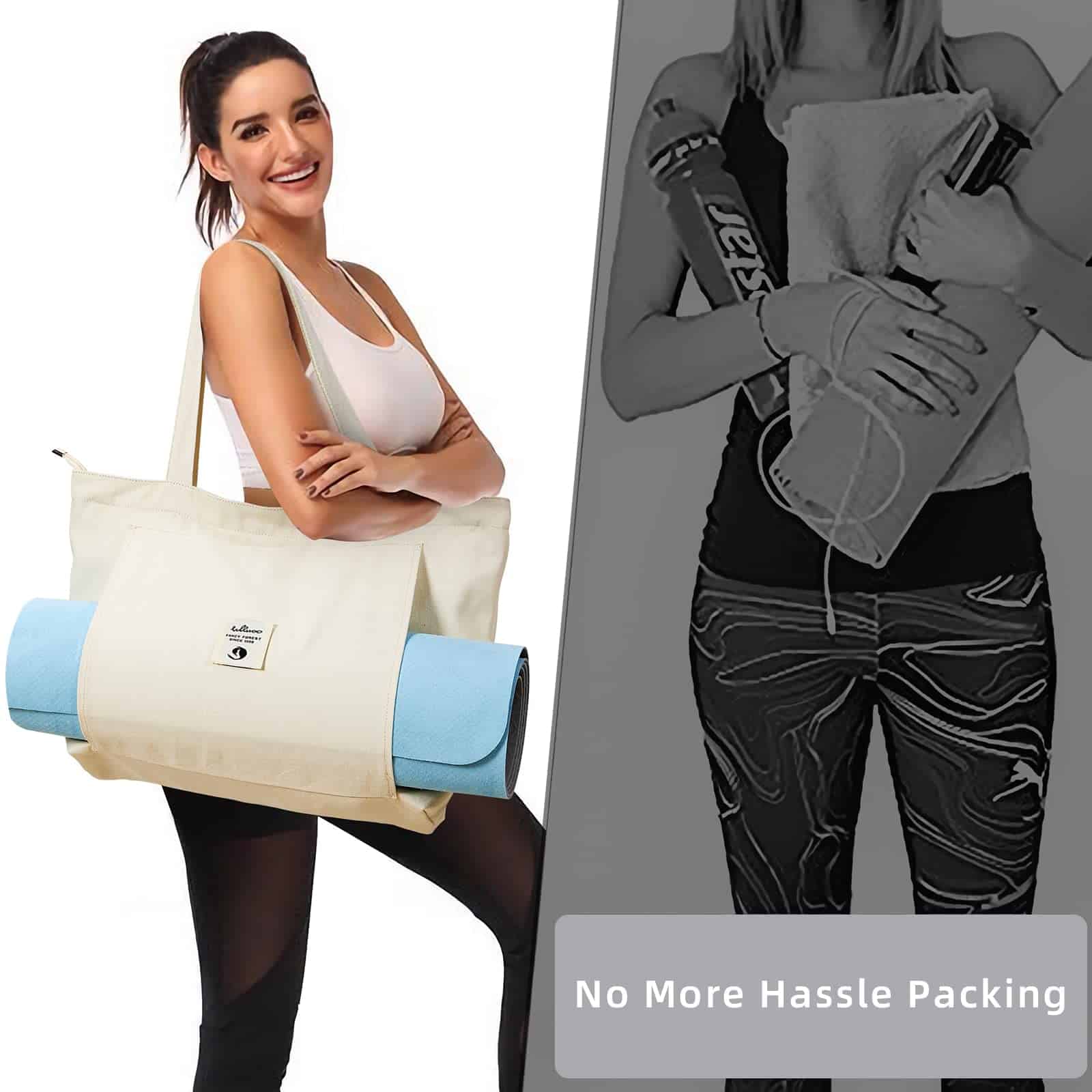 Bolsas de Yoga para Mujeres WLLWOO con Porta Alfombras de - Imagen 6