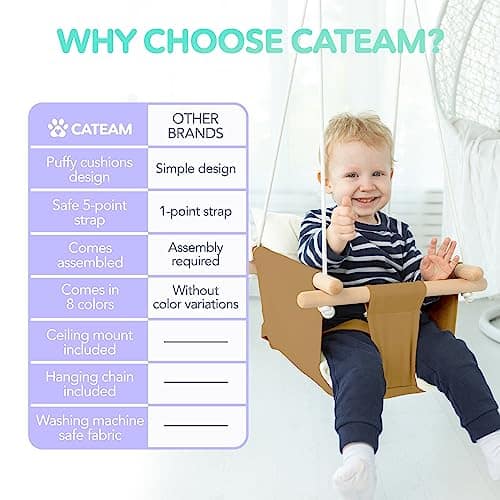 CaTeam - Columpio de Bebé de Lona, Asiento de Columpio - Imagen 5