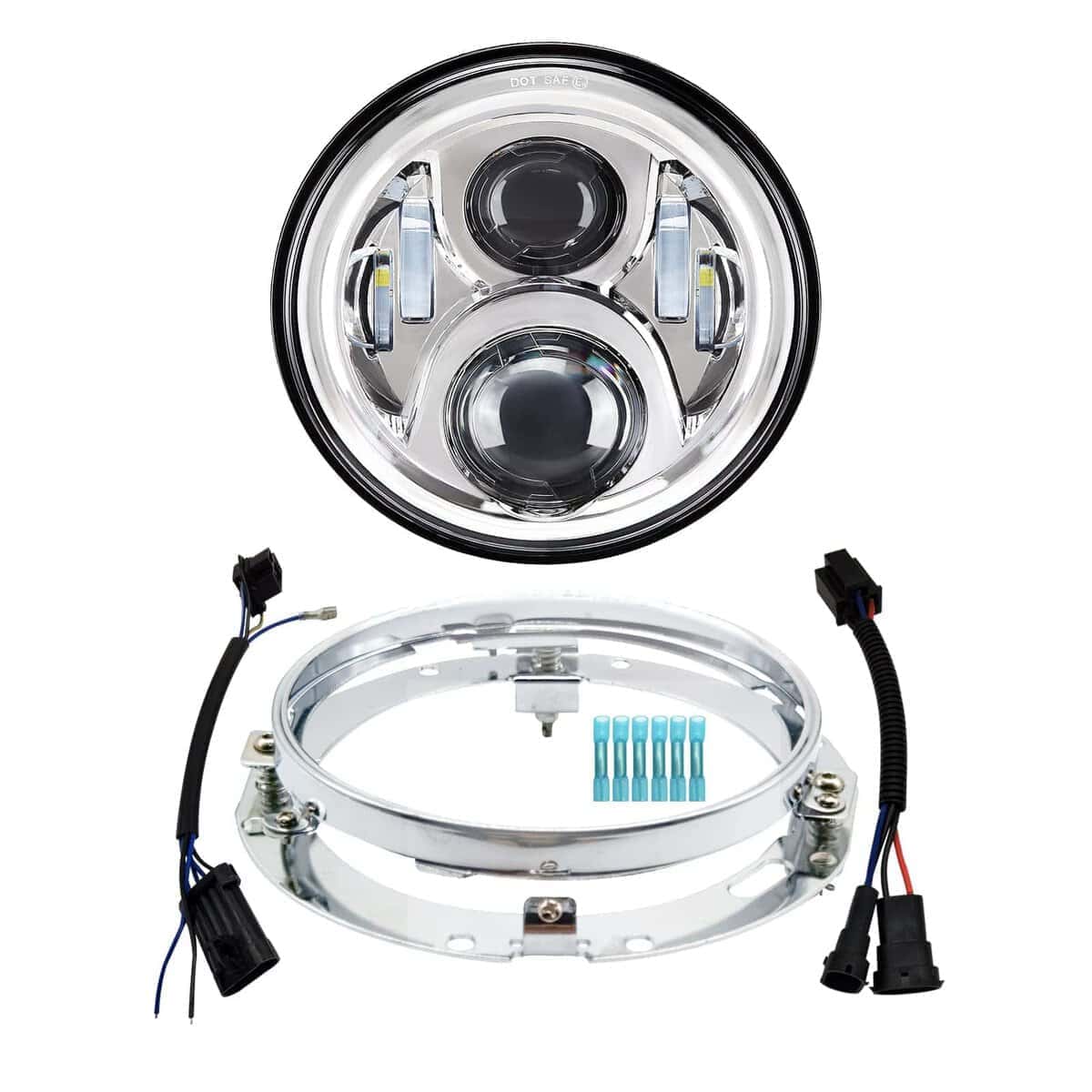 AlyoNed Faro LED de Motocicleta de 7 pulgadas DOT con Kit