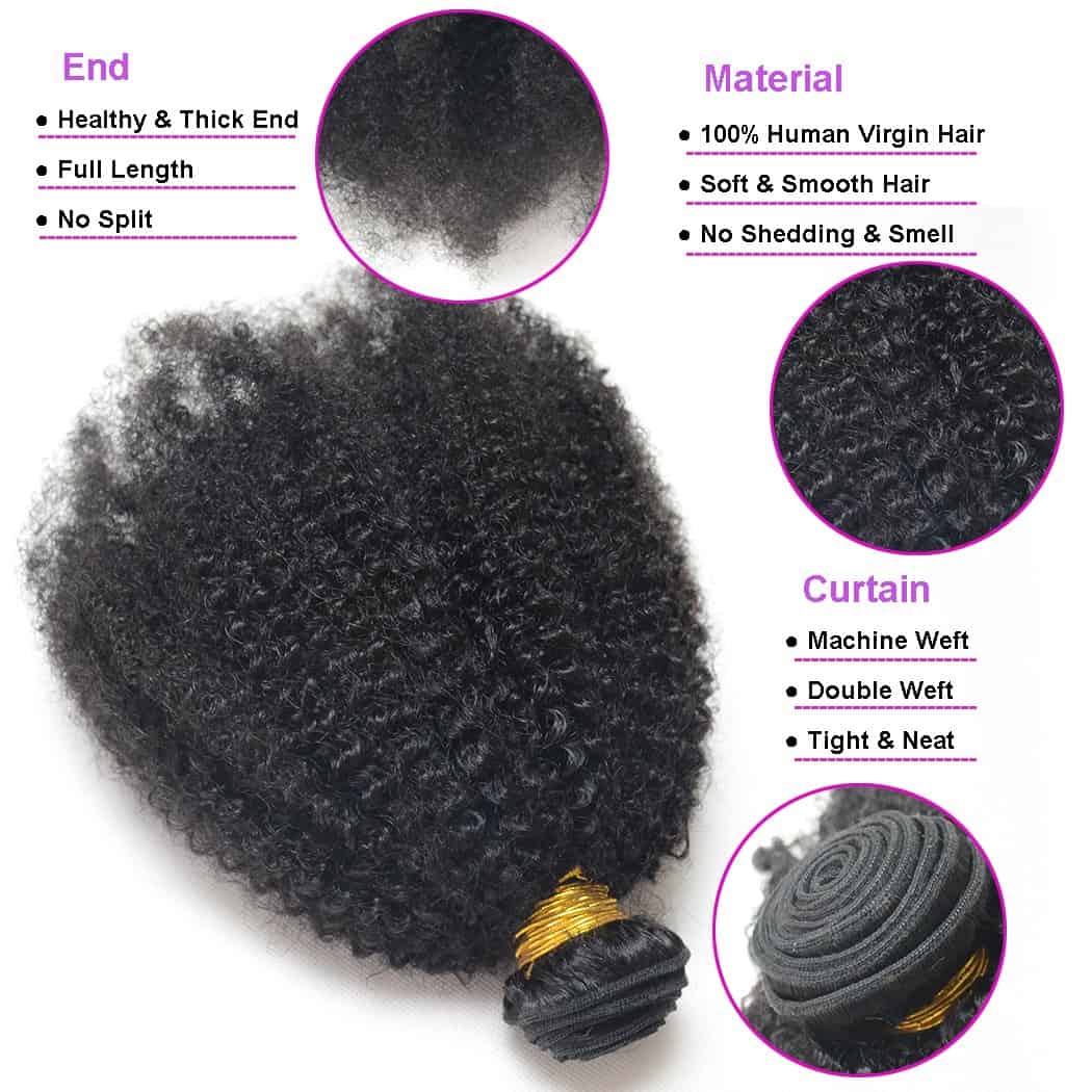 Extensiones de Cabello Rizado Afro Kinky 4B 4C Luwigs, Un - Imagen 4