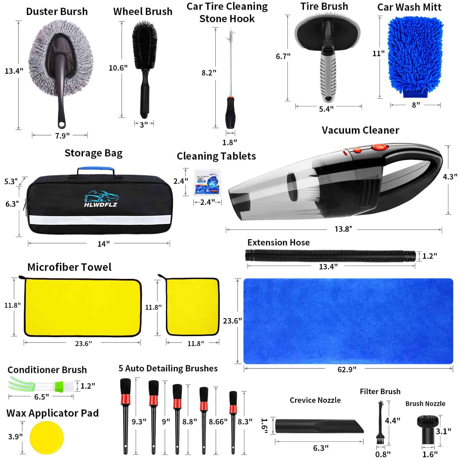 Kit de Limpieza para Coche HLWDFLZ de 30 Piezas - - Imagen 8