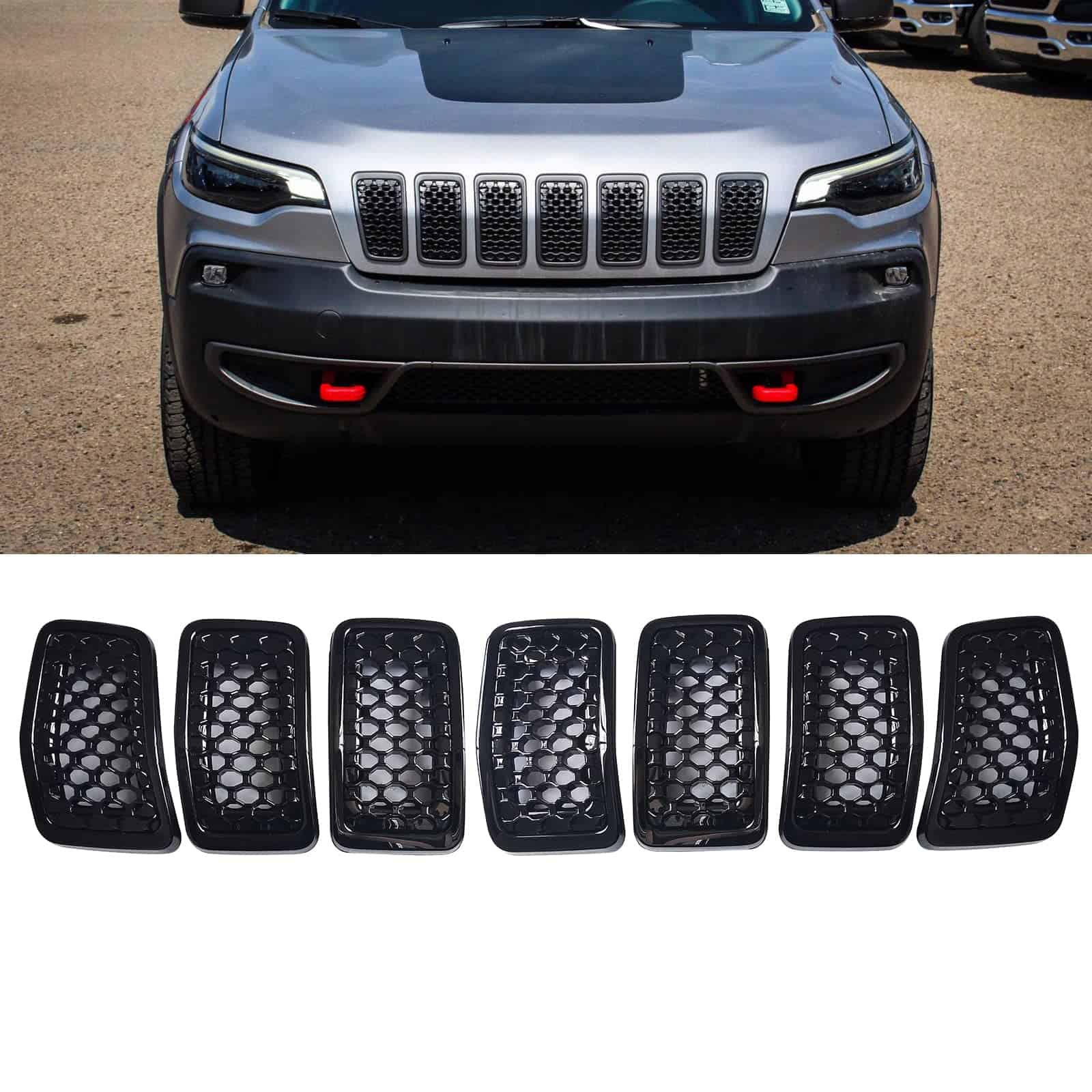 KYYET 7PCS Negro Brillante Compatible con Jeep Cherokee