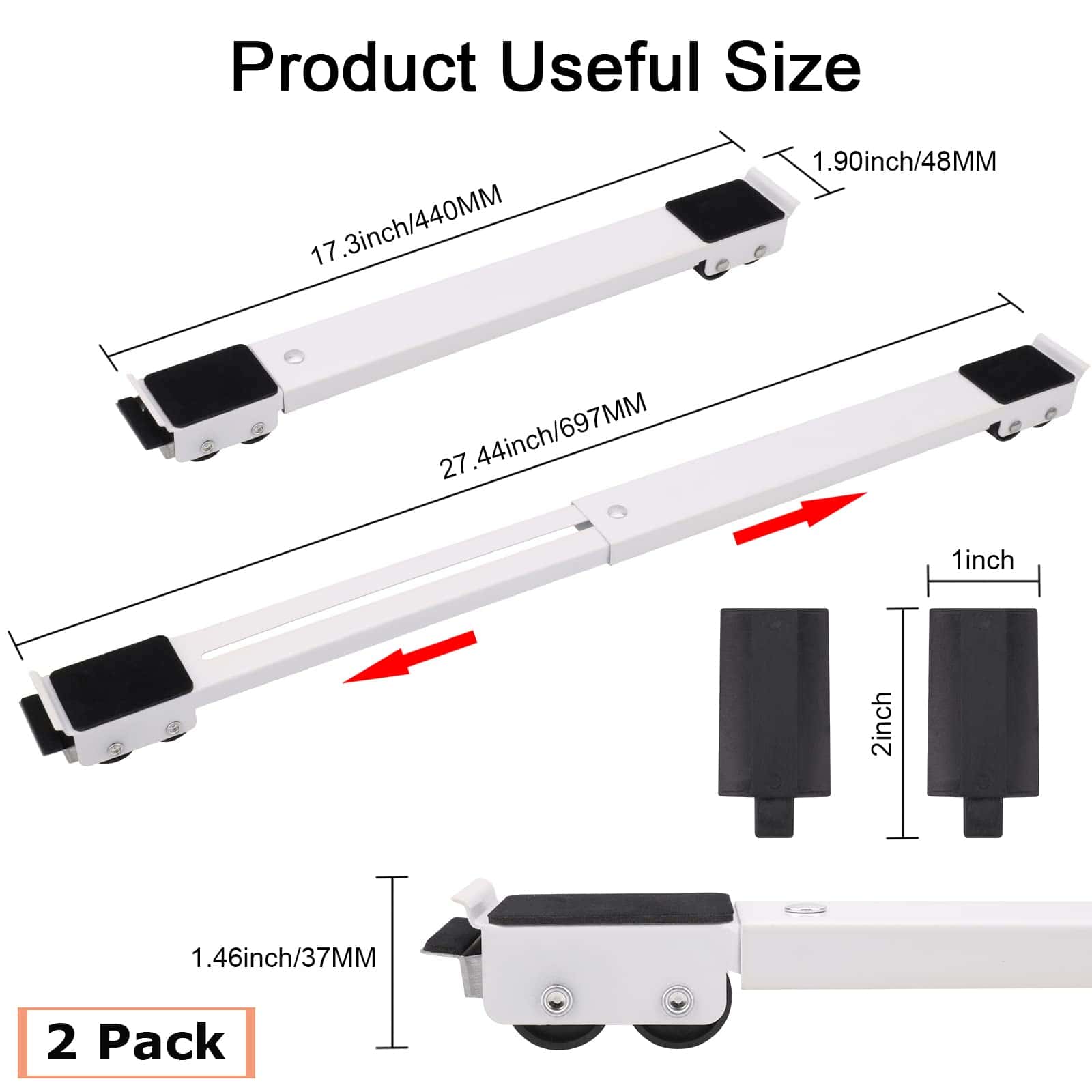 2Pcs Base móvil para electrodomésticos y muebles con ruedas - Imagen 3
