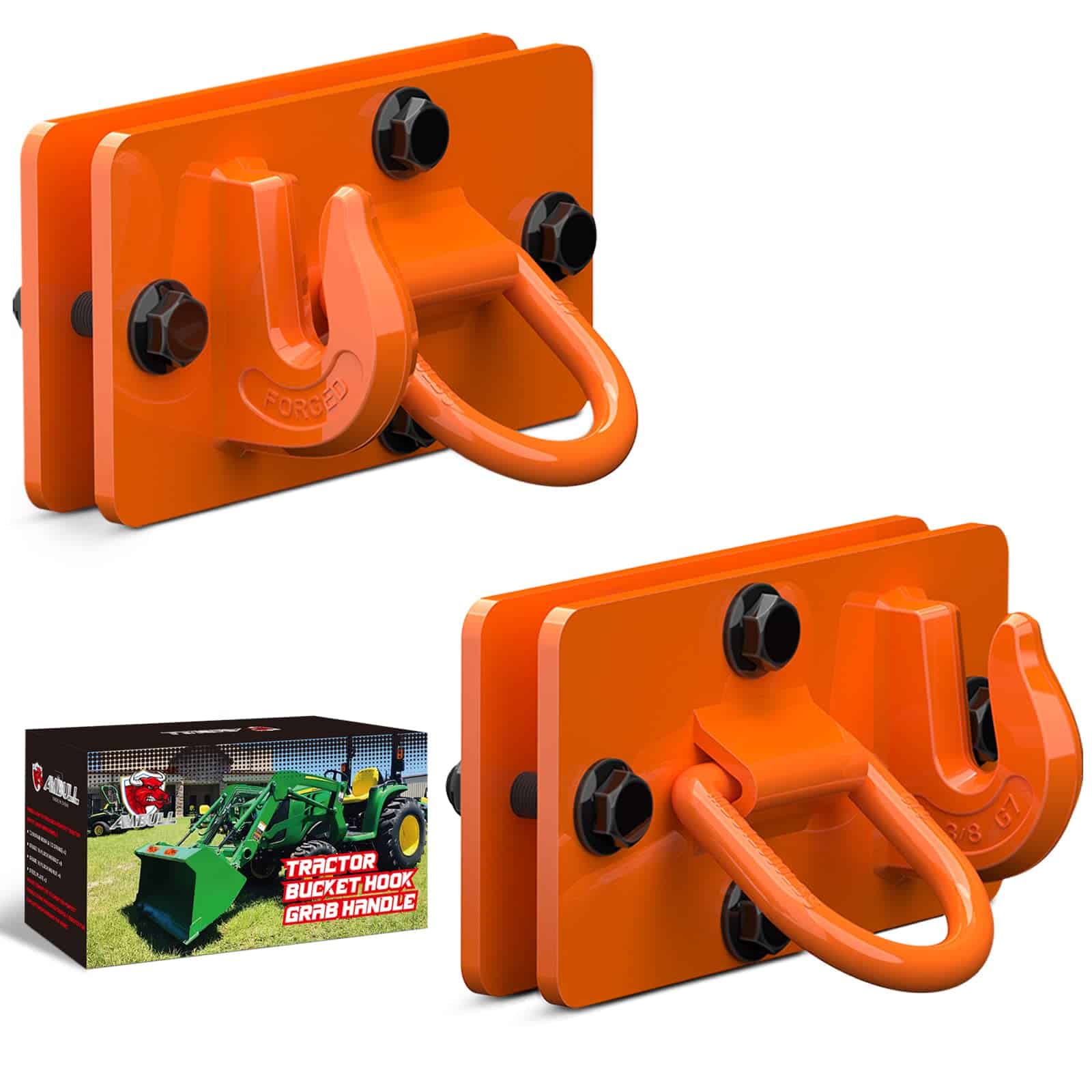 AMBULL 2 Pack Ganchos de Cubo de Tractor -Naranja