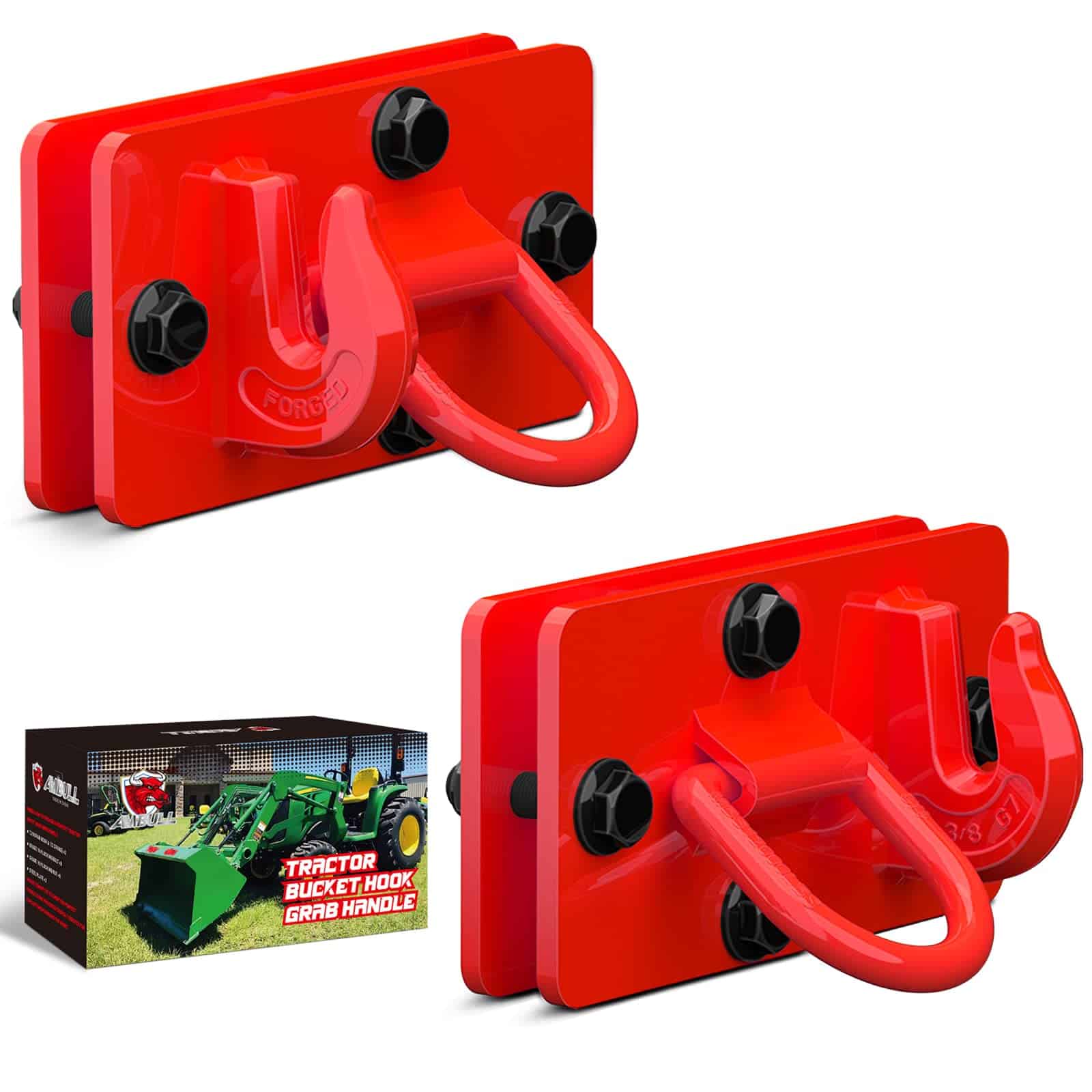 AMBULL 2 Pack Tractor Bucket Hooks con Anillo de Amarre,
