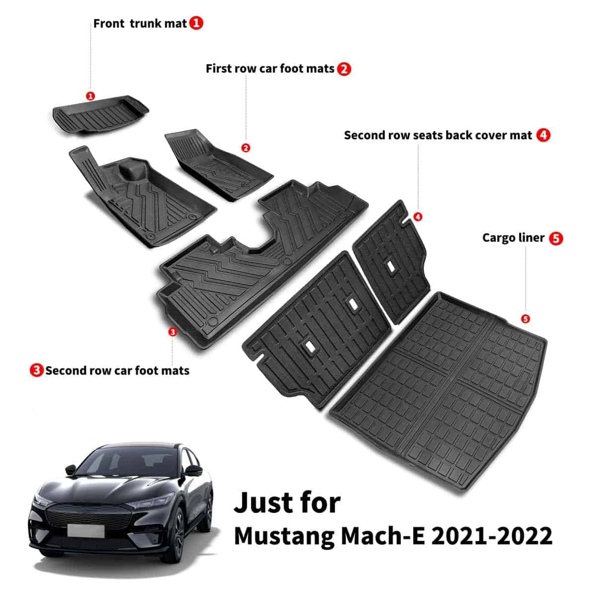 Tapetes de goma todo clima Vanseno para 2023 2022 2021 Ford - Imagen 3