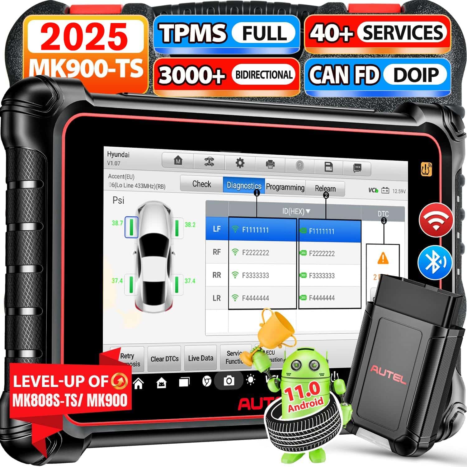 Escáner 2025 Autel MaxiCOM MK900TS, 8IN MK900-TS con