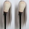 Pelucas de Encaje Gris Pelo Sintético Largo Sedoso Recto