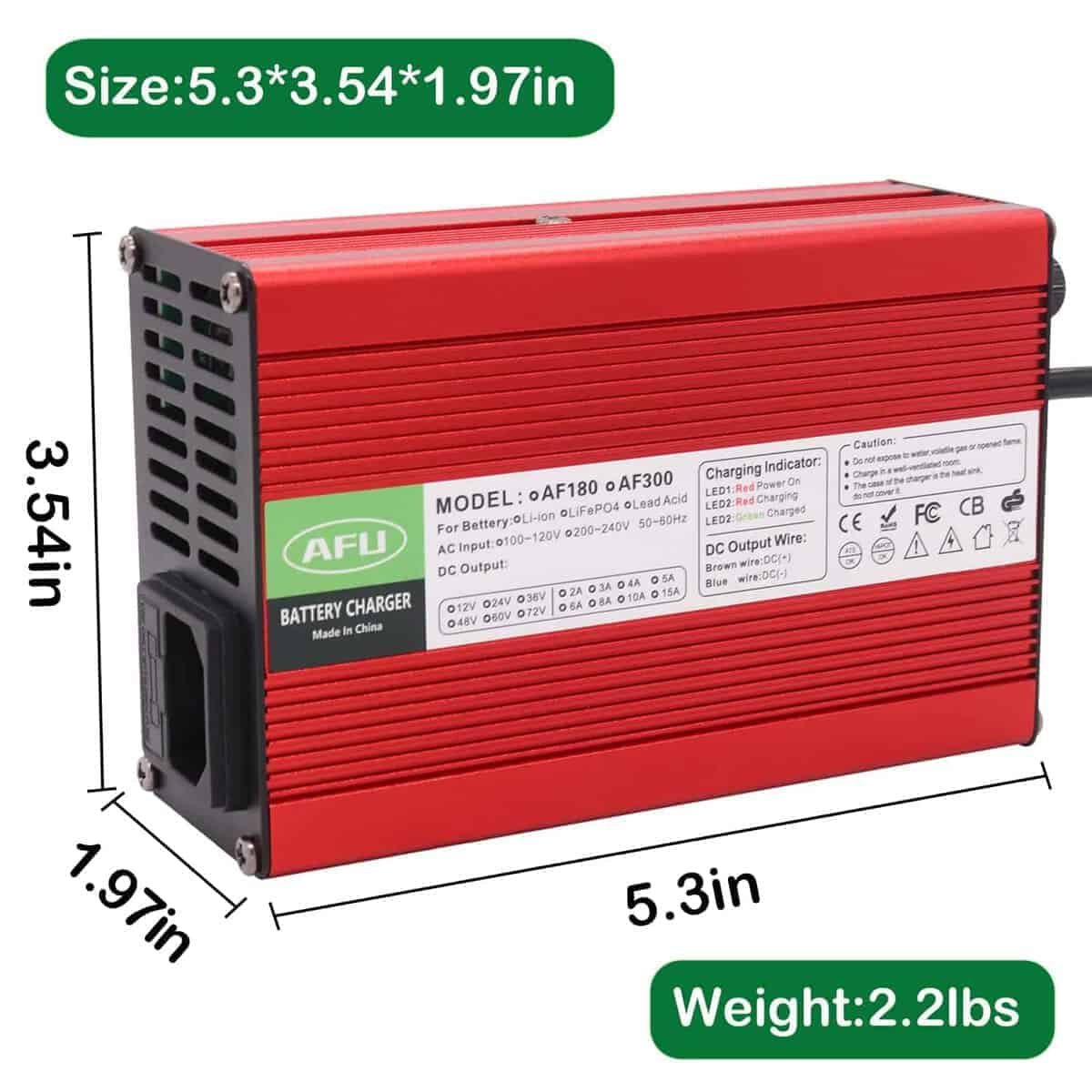Cargador de batería AFU 58.4V 4A LiFePO4 Rojo Caja de - Imagen 3