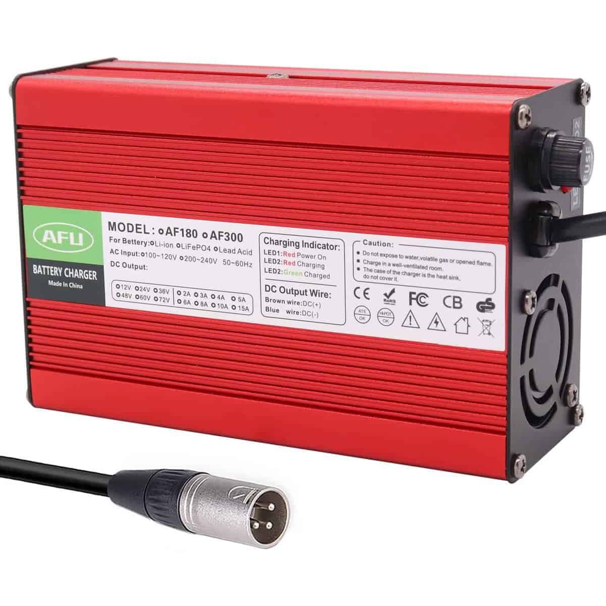 Cargador de batería AFU 58.4V 4A LiFePO4 Rojo Caja de
