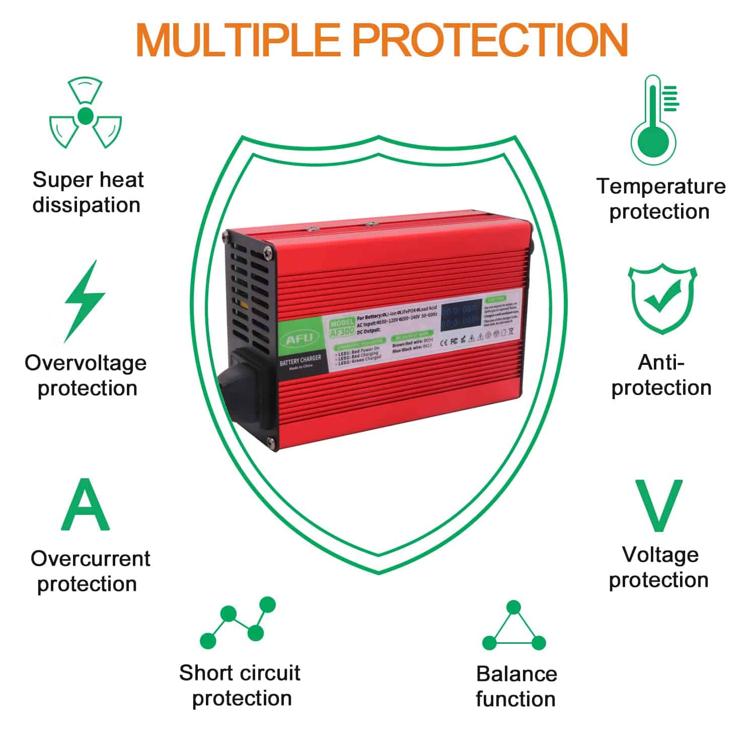 Cargador de Batería de Ácido de Plomo 72V 3A 82.8V con - Imagen 5