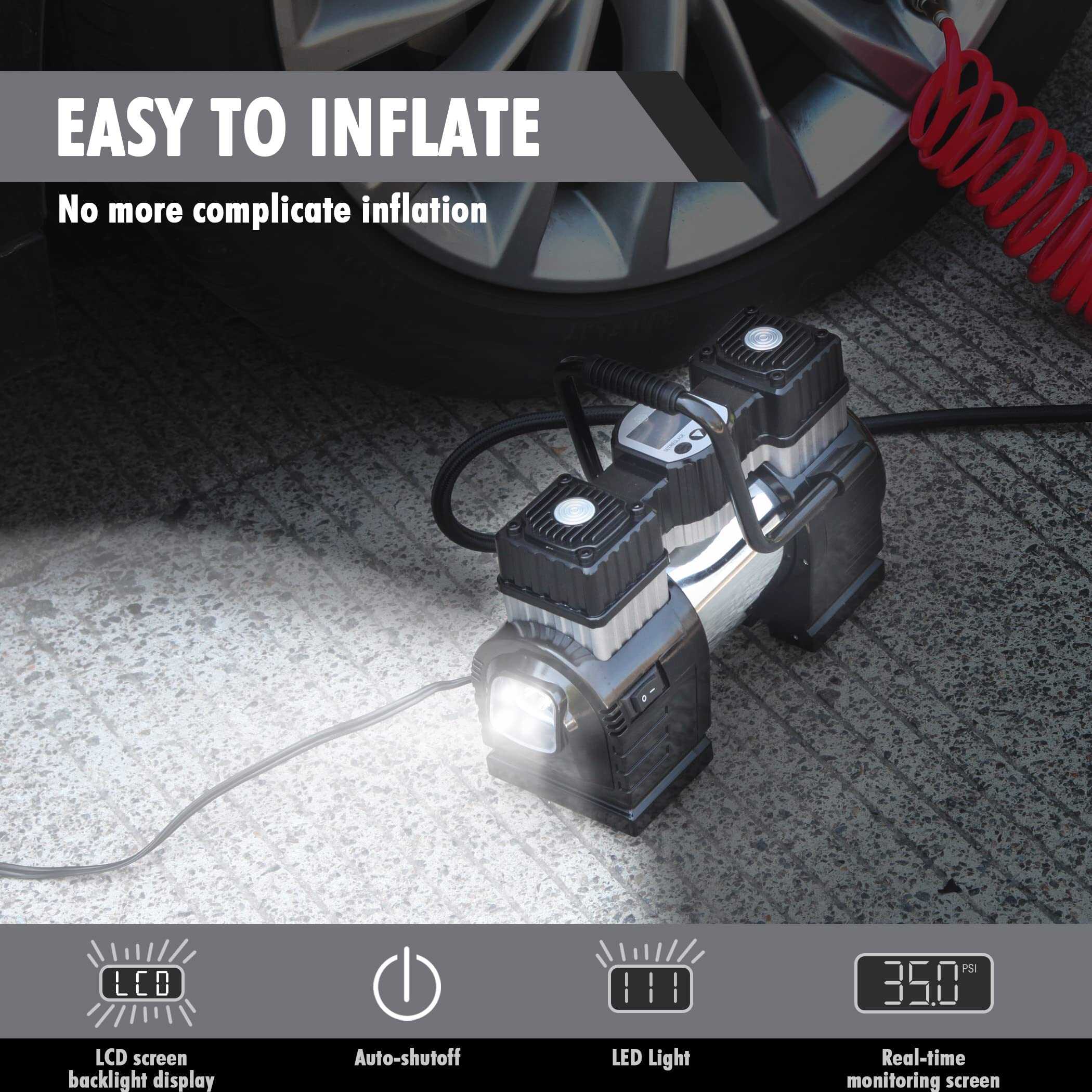 Compresor de Aire de Doble Cilindro CARTMAN DC 12V para - Imagen 4