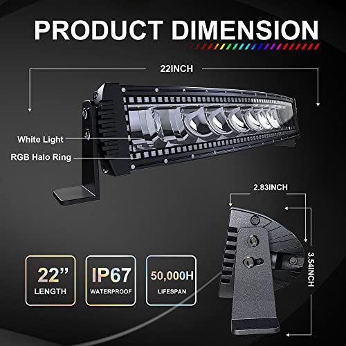 Barra de luz LED curvada RGBW Lpteso de 22 pulgadas 120W - Imagen 3