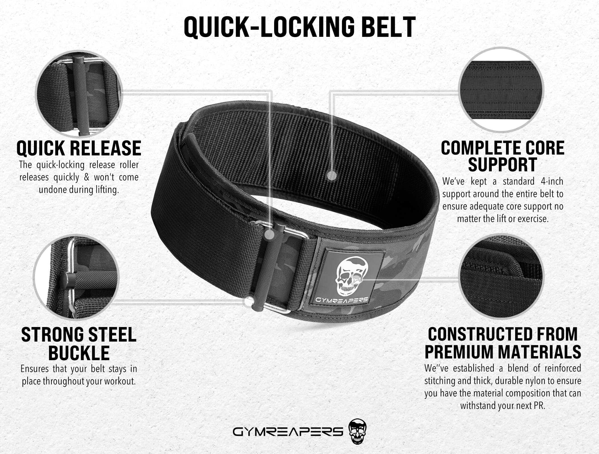 Cinturón de levantamiento de pesas con -Negro Camuflaje - Imagen 4