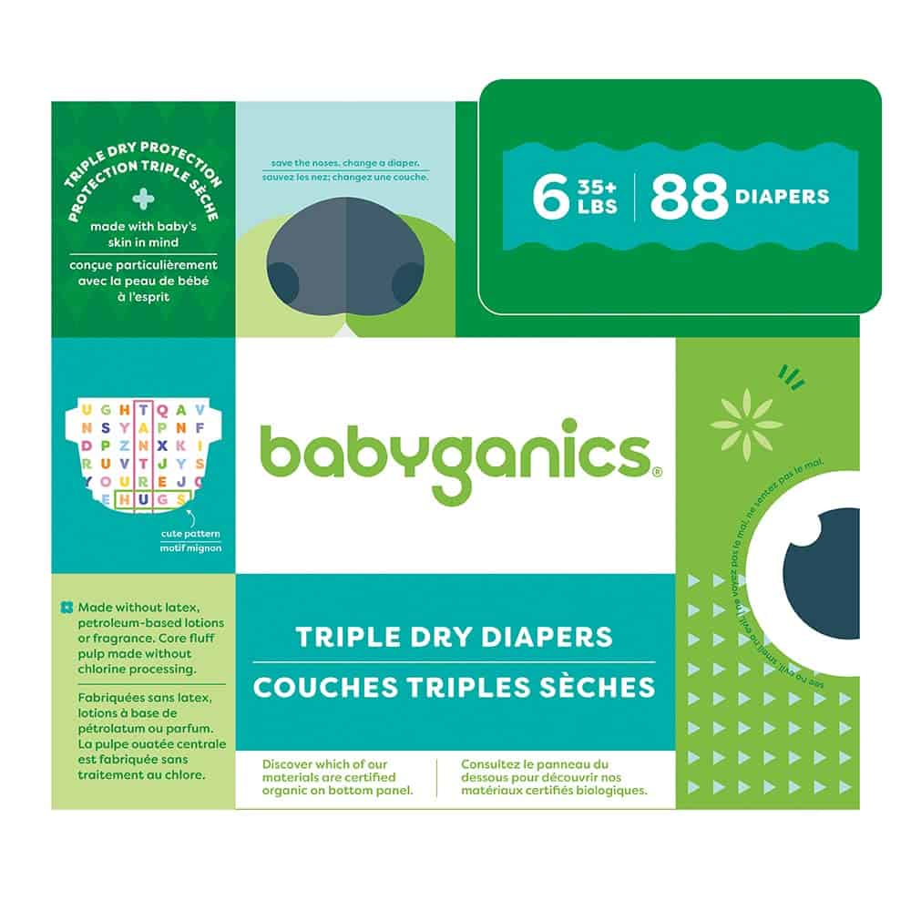 Pañales Babyganics Talla 6, 88 unidades, Absorbentes,