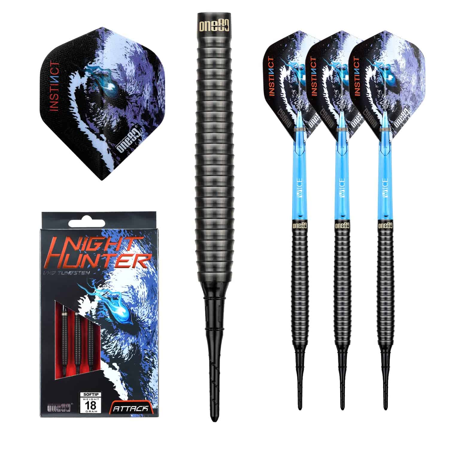 ONE80 Juego de Dardos de Punta de Acero de -ck - 18g)