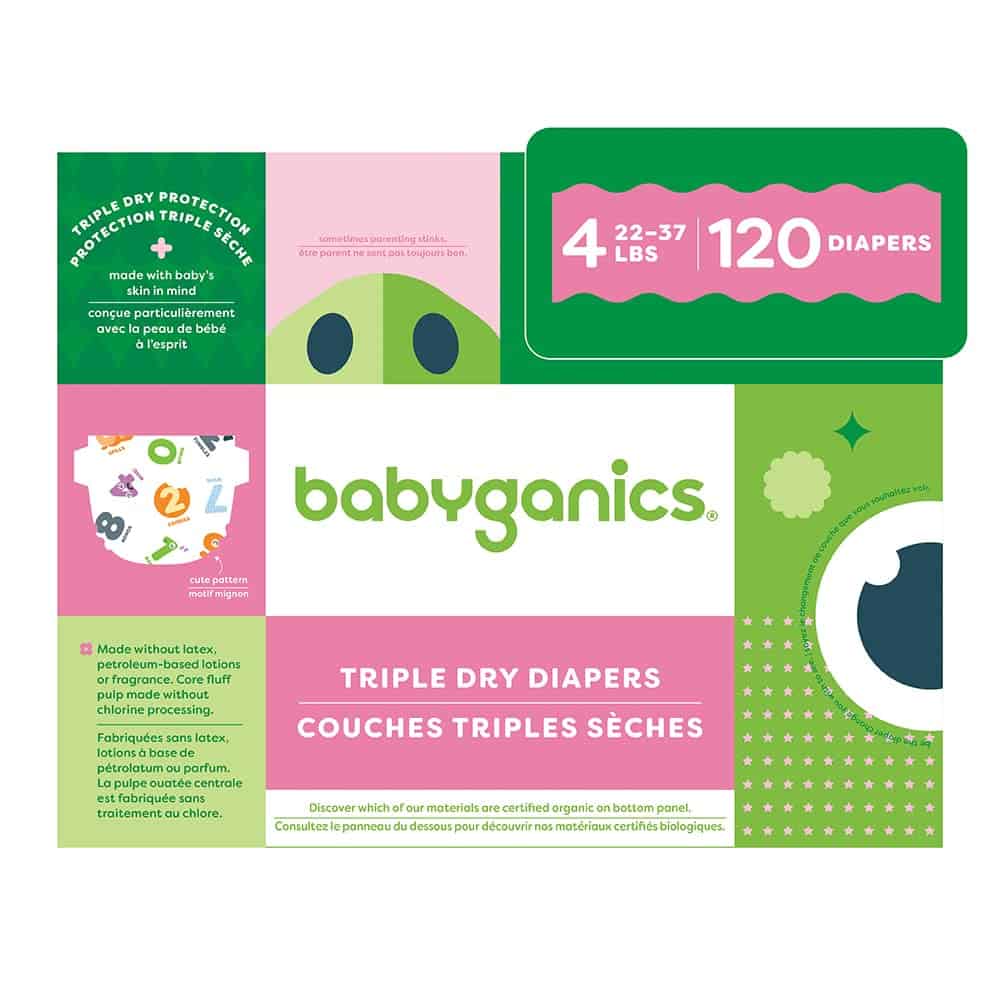 Pañales Babyganics Talla 4, 120 unidades, Absorbentes,