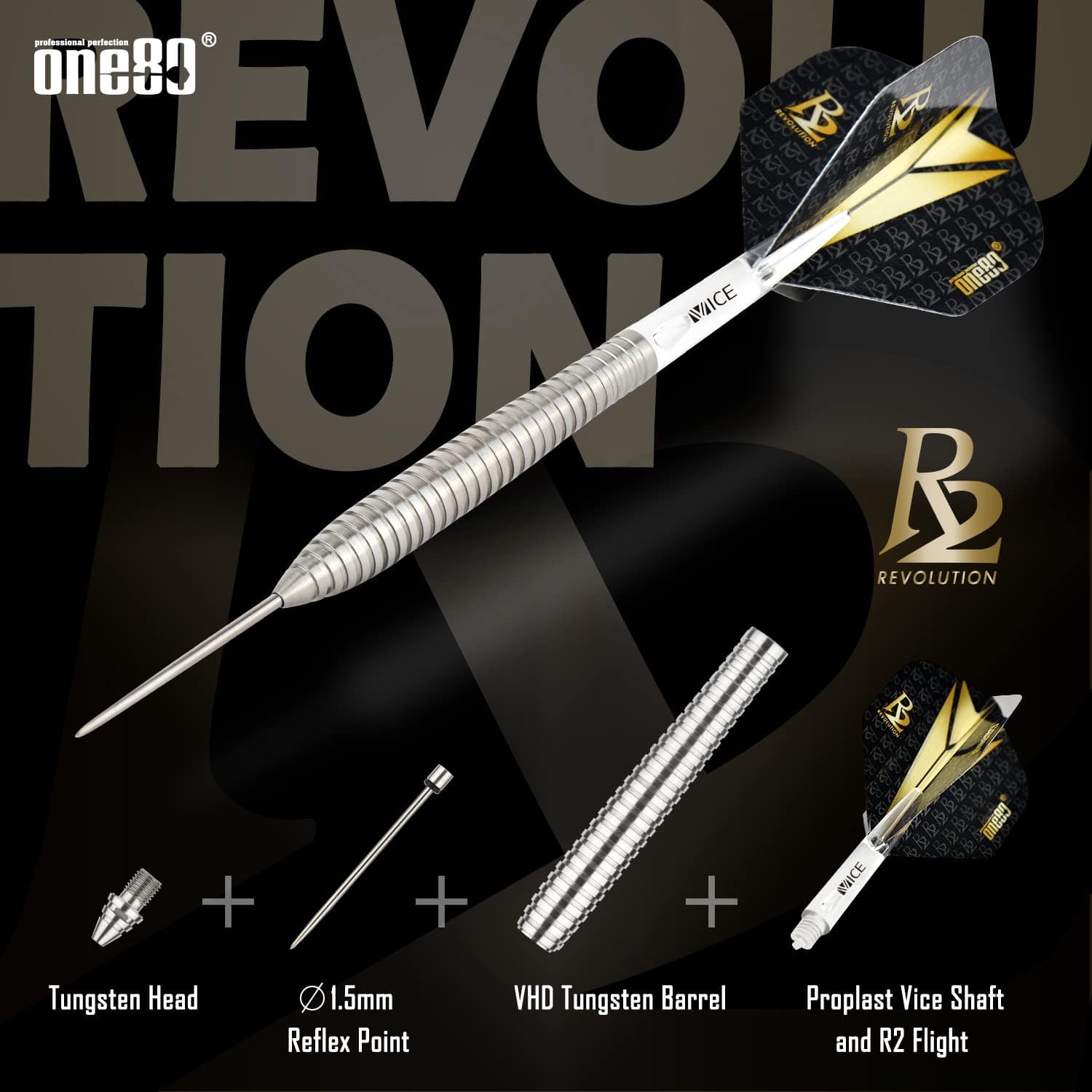 ONE80 Juego de Dardos de Punta de Acero de -tile 24g) - Imagen 7