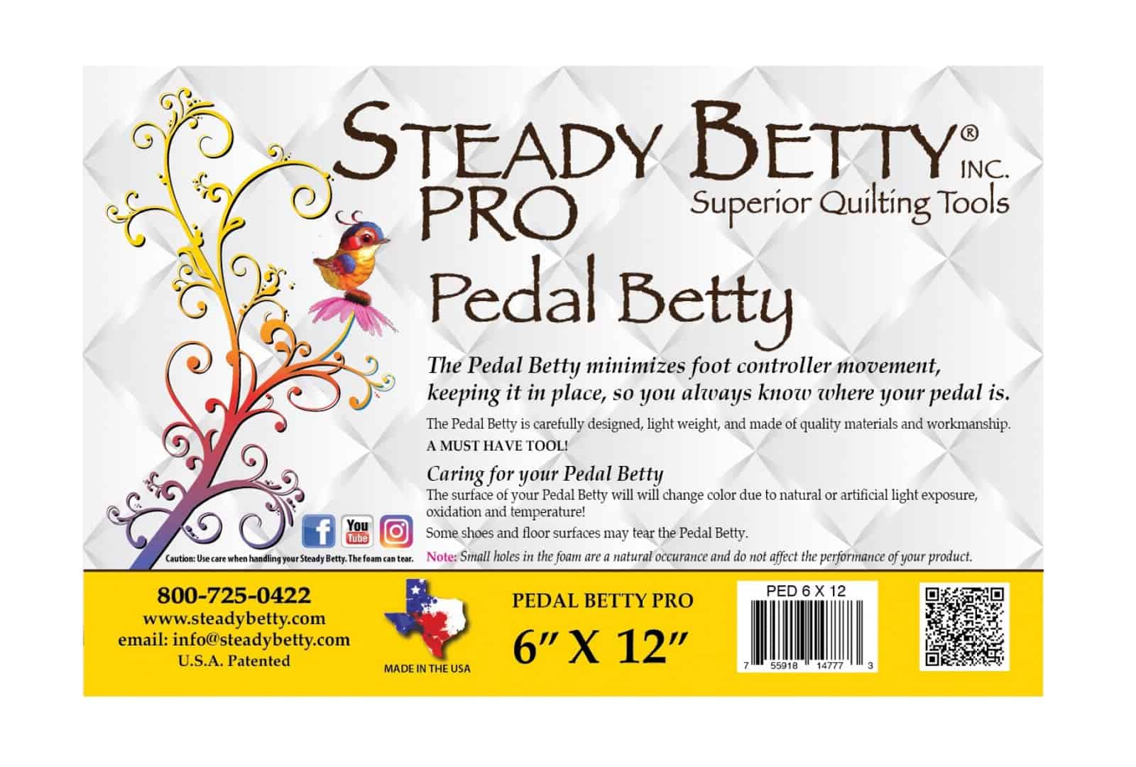 Steady Betty Inc. Steady Pro 6 in x 12 in Pedal Betty