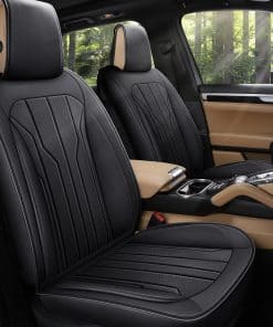 Fundas de Asiento de Coche de Cuero AOOG, -Negro