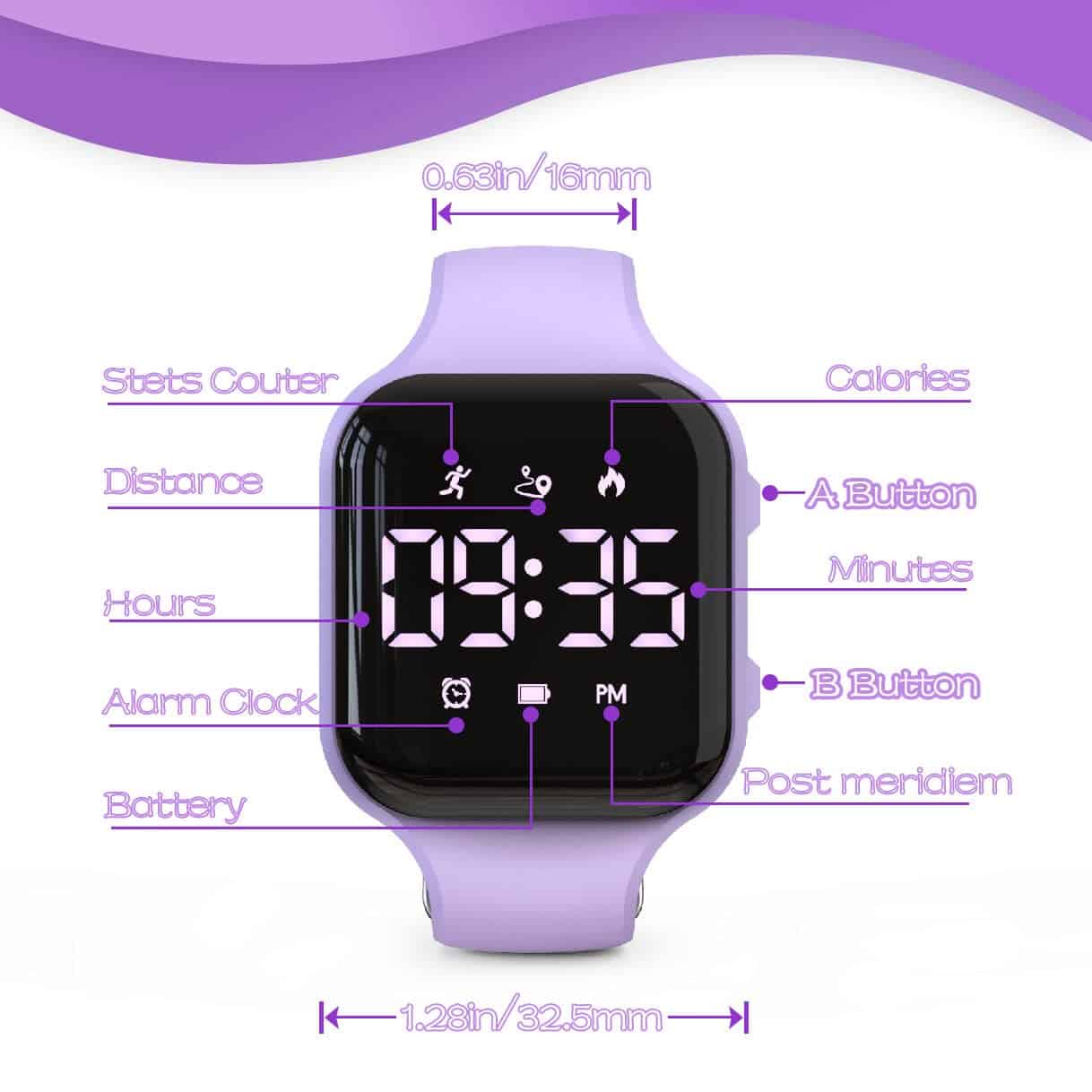 Reloj Digital Focwony LED para Niños con Contador de Pasos, - Imagen 6