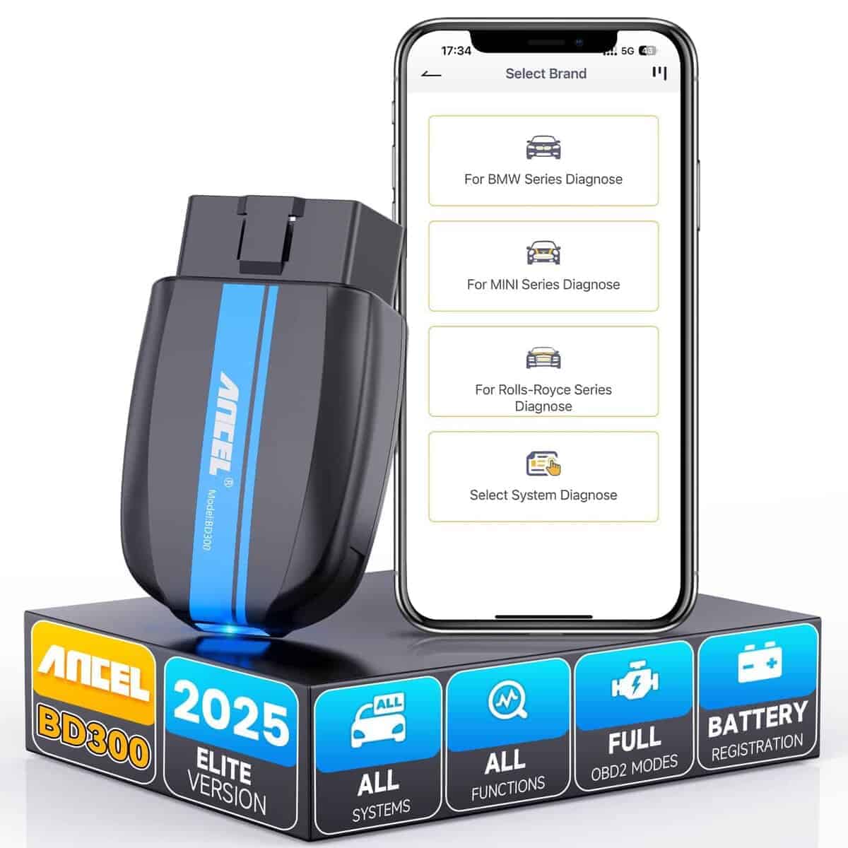 ANCEL BD300 Escáner OBD2 Bluetooth Compatible con BMW