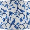 Pantalla de lámpara cilíndrica con diseño floral azul y