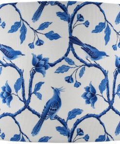 Pantalla de lámpara cilíndrica con diseño floral azul y